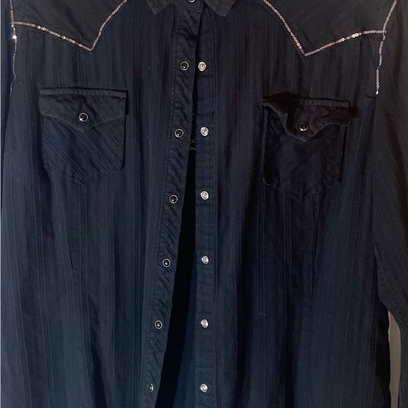 Arita Black Sequin Cowboy snap up Shirt - Picture 3 of 3